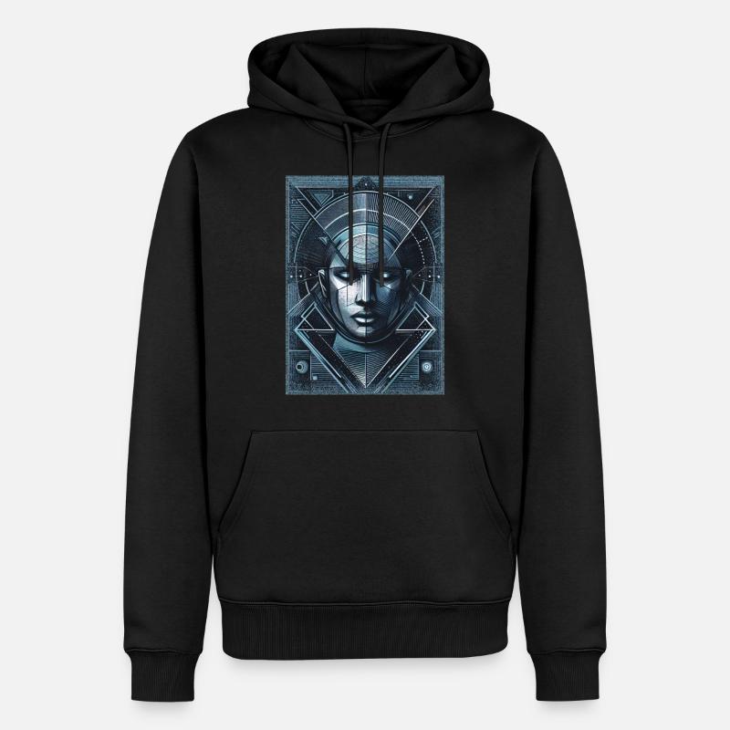 Visage bleu de l’homme de l’espace - Sweat à capuche Premium bio Homme - noir