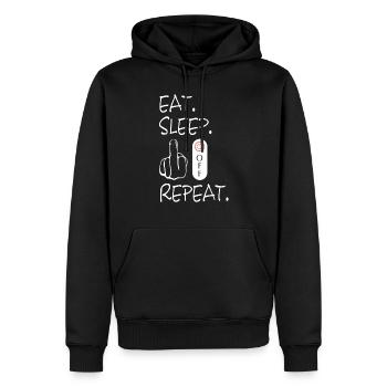 Fuck Off, fuck off, fuck you, fck u - Männer Premium Bio Hoodie - Schwarz - Vorne - Nico (187cm)