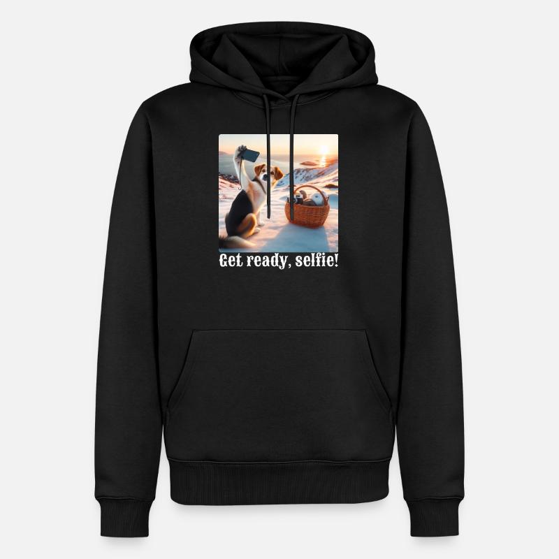 Mach dich bereit, Selfie-4 - Männer Premium Bio Hoodie - Schwarz