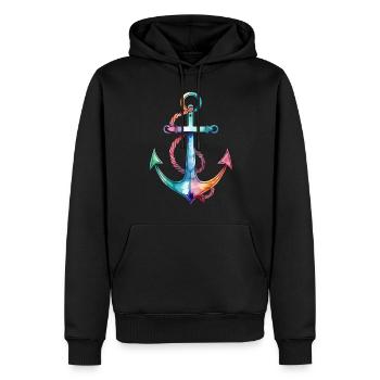 Ancre aquarelle aquarelle - Sweat à capuche Premium bio Homme - noir - Devant - Nico (187cm)