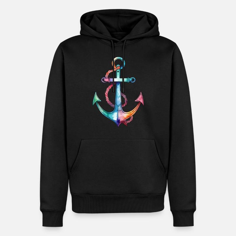 Ancre aquarelle aquarelle - Sweat à capuche Premium bio Homme - noir