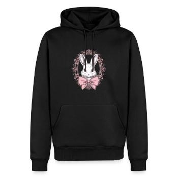 Vintage Coquette Bunny with Pink Ribbon - Men’s Premium Organic Hoodie - black - Front - Nico (187cm)