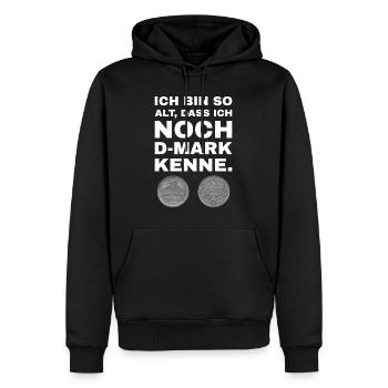 D-Mark Zeiten - Ich war dabei - Männer Premium Bio Hoodie - Schwarz - Vorne - Nico (187cm)