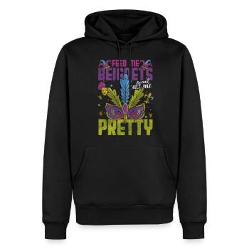 Parade Mask Colorful Beads - Men’s Premium Organic Hoodie - black - Front - Nico (187cm)