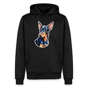 Dobermann Wasserfarben - Männer Premium Bio Hoodie - Schwarz - Vorne - Nico (187cm)