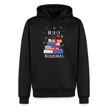 Frohe Bookmas - Festliche Freude für Buchliebhaber - Männer Premium Bio Hoodie - Schwarz - Vorne - Nico (187cm)