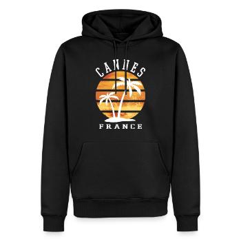 Cannes Frankreich Sommer Palmen Strand Meer - Männer Premium Bio Hoodie - Schwarz - Vorne - Nico (187cm)