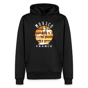 Monaco France Été Palmiers Plage Mer - Sweat à capuche Premium bio Homme - noir - Devant - Nico (187cm)