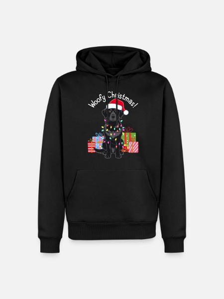 Hund Weihnachten lustig Labrador Lichterkette - Männer Premium Bio Hoodie - Schwarz