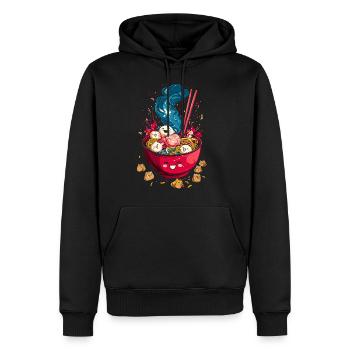Bol de Ramen Kawaii - Sweat à capuche Premium bio Homme - noir - Devant - Nico (187cm)