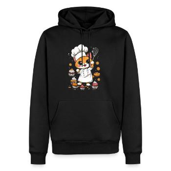 Süße Katze Bäcker Kuchen Konditor - Männer Premium Bio Hoodie - Schwarz - Vorne - Nico (187cm)