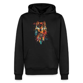 Wolf Traumfänger - Männer Premium Bio Hoodie - Schwarz - Vorne - Nico (187cm)