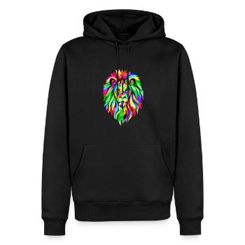 Regenbogen Löwe - Männer Premium Bio Hoodie - Schwarz - Vorne - Nico (187cm)
