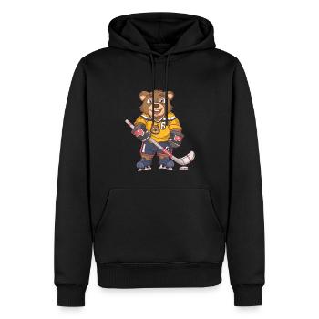 Ours de hockey sur glace - Sweat à capuche Premium bio Homme - noir - Devant - Nico (187cm)