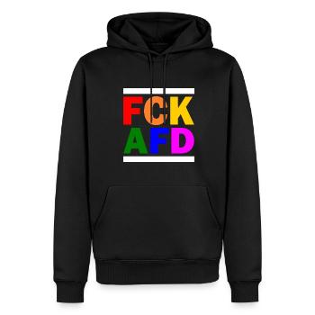 Fck afd - Männer Premium Bio Hoodie - Schwarz - Vorne - Nico (187cm)