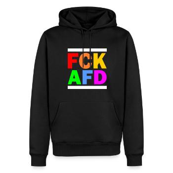 Fck afd - Männer Premium Bio Hoodie - Schwarz - Vorne - Nico (187cm)