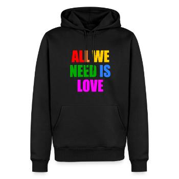 all we need is love - Sweat à capuche Premium bio Homme - noir - Devant - Nico (187cm)