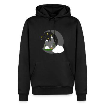 Campen unter Sternenhimmel in den Bergen - Männer Premium Bio Hoodie - Schwarz - Vorne - Nico (187cm)