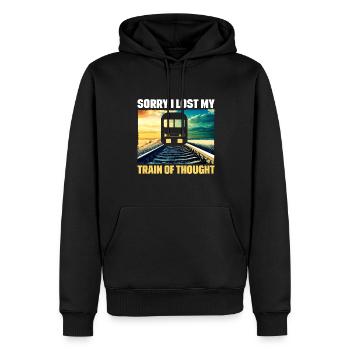 Zugführer Lokomotive Gleis Lustig Geschenkidee - Männer Premium Bio Hoodie - Schwarz - Vorne - Nico (187cm)