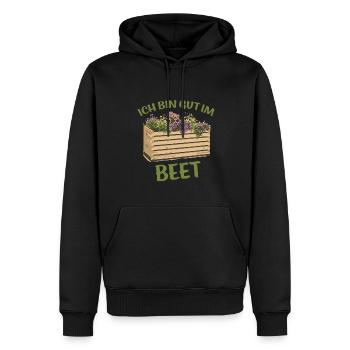 Ich bin gut im Beet - Männer Premium Bio Hoodie - Schwarz - Vorne - Nico (187cm)