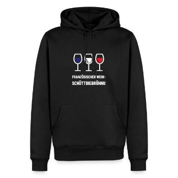 Französischer Wein: SchüttDieBrühNu Geschenkidee - Männer Premium Bio Hoodie - Schwarz - Vorne - Nico (187cm)