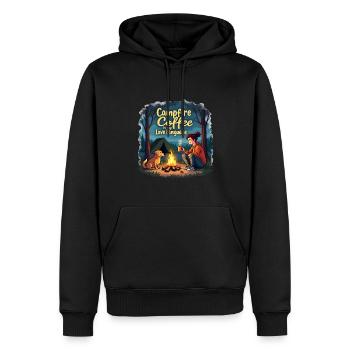 Le café au feu de camp est ma langue d’amour - Camping Dog - Sweat à capuche Premium bio Homme - noir - Devant - Nico (187cm)