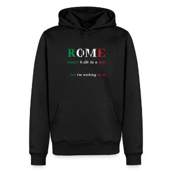 Rome wasn't built in a day but I'm working on it - Männer Premium Bio Hoodie - Schwarz - Vorne - Nico (187cm)