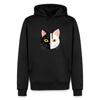 Ronronnement et miaulement - Sweat à capuche Premium bio Homme - noir - Devant - Nico (187cm)
