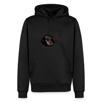 Dackel – Ich liebe Hunde - Männer Premium Bio Hoodie - Schwarz - Vorne - Nico (187cm)