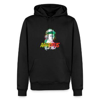 Amadeus Rock Me | Wolfgang Amadeus Mozart Classique - Sweat à capuche Premium bio Homme - noir - Devant - Nico (187cm)