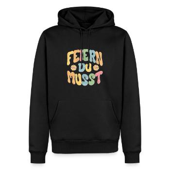 Feiern Du musst! - Männer Premium Bio Hoodie - Schwarz - Vorne - Nico (187cm)