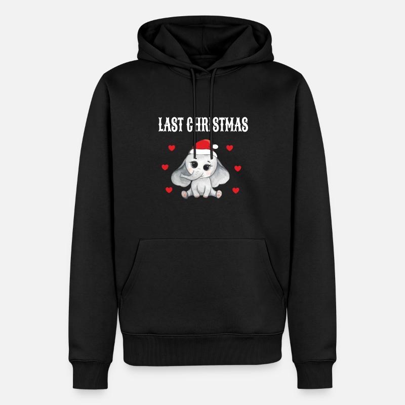 Éléphant Père Noël Joyeux Noël - Sweat à capuche Premium bio Homme - noir