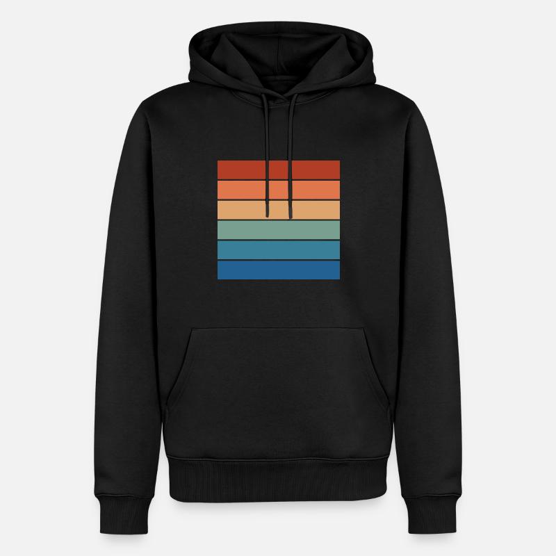 Motif d’arrière-plan rectangulaire arc-en-ciel rétro - Sweat à capuche Premium bio Homme - noir