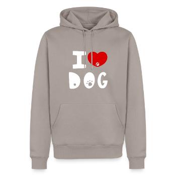 Love Dog - Männer Premium Bio Hoodie - Taupe - Vorne - Nico (187cm)