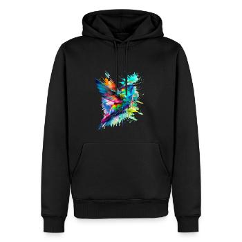 Colibri peint - Sweat à capuche Premium bio Homme - noir - Devant - Nico (187cm)