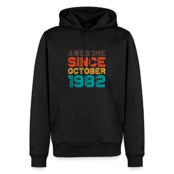 Awesome Since October 1982 Retro Vintage 42 Years - Sweat à capuche Premium bio Homme - noir - Devant - Nico (187cm)