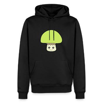Champignon vert, champignons verts - Sweat à capuche Premium bio Homme - noir - Devant - Nico (187cm)