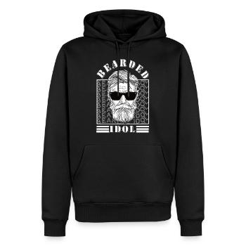 Bärtiges Idol 3 Tage Bart hip Oberlippenbart - Männer Premium Bio Hoodie - Schwarz - Vorne - Nico (187cm)