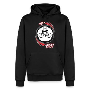 HEY HO - VÉLO - ALLONS-Y! - Sweat à capuche Premium bio Homme - noir - Devant - Nico (187cm)