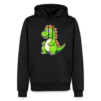 Dinosaure comique mignon - Sweat à capuche Premium bio Homme - noir - Devant - Nico (187cm)