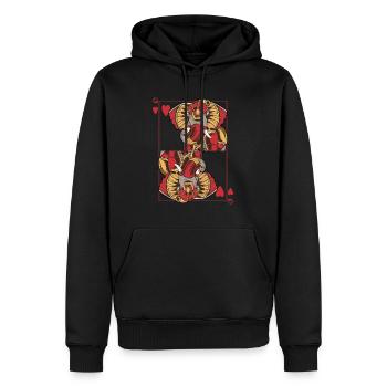 Elefant Steampunk Kartenspiel Herz Queen Poker - Männer Premium Bio Hoodie - Schwarz - Vorne - Nico (187cm)