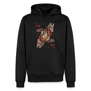 Jeu de cartes Steampunk Licorne Diamonds Queen Poker - Sweat à capuche Premium bio Homme - noir - Devant - Nico (187cm)