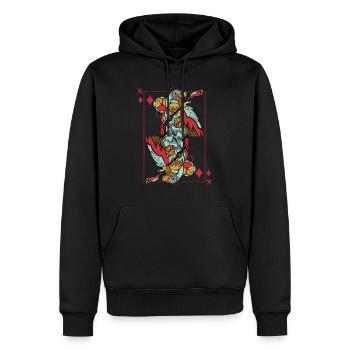 Jeu de cartes Eagle Steampunk Karo King Poker - Sweat à capuche Premium bio Homme - noir - Devant - Nico (187cm)