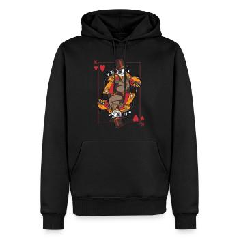 Panda Steampunk Kartenspiel Herz König Poker - Männer Premium Bio Hoodie - Schwarz - Vorne - Nico (187cm)