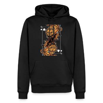 Jeu de cartes Tiger Steampunk Spades Queen Poker - Sweat à capuche Premium bio Homme - noir - Devant - Nico (187cm)