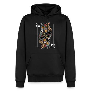 Eagle Owl Steampunk Jeu de Cartes Spades King Poker - Sweat à capuche Premium bio Homme - noir - Devant - Nico (187cm)