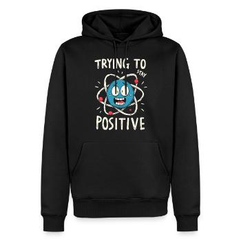 Trying to stay Positive - Männer Premium Bio Hoodie - Schwarz - Vorne - Nico (187cm)