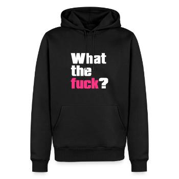 what the fuck? - Sweat à capuche Premium bio Homme - noir - Devant - Nico (187cm)
