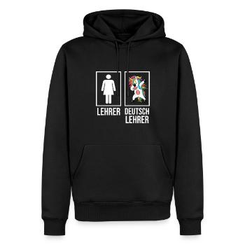 Deutsch Lehrer Einhorn Lehrerin - Männer Premium Bio Hoodie - Schwarz - Vorne - Nico (187cm)