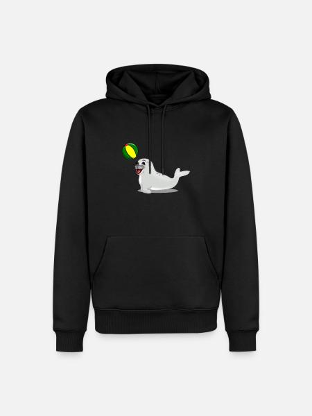 Laughing seal with ball - Men’s Premium Organic Hoodie - black